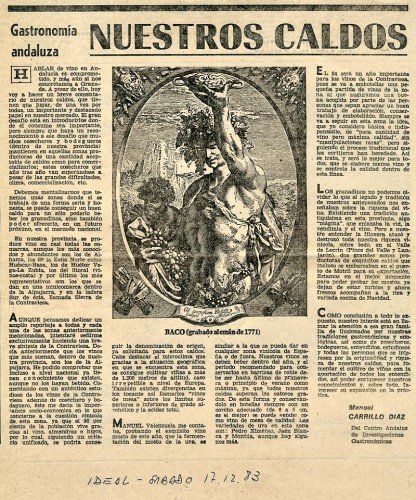 Gastronomía Andaluza: Nuestros Caldos (Ideal, 17/12/1983)