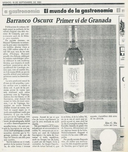 Barranco Oscuro: Primer vi de Granada (Alex_Illa_Diario_Terrassa_19930918