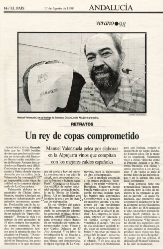 Un rey de copas comprometido (El Pais, 17/08/1998)