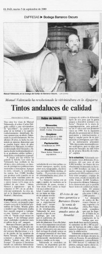 Tintos andaluces de calidad (El Pais, 05/09/2000)