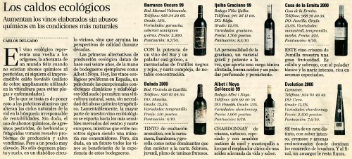 Los caldos ecológicos (El Pais - El Viajero, 06/10/2001)