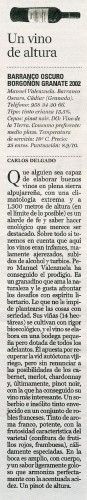 Un vino de altura Borgoñon Granate 2002 (El Pais - El Viajero, 11/10/2003)