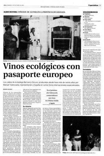 Vinos ecológicos con pasaporte europeo (Ideal, 12/10/2003)